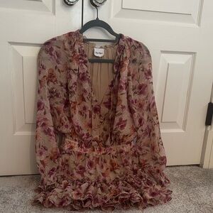 Sky to Moon Multi Colored Pink Floral Ruffle Dress